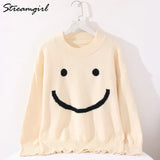 Knitted Warm Sweaters For Women Sweater Oversize Autumn Winter Sweet Clothes Smile Print Pullovers Loose Oversized