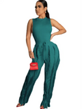 Summer Clothes Streetwear 2 Two Peice Sets Women Outfits Sleeveless Crop Top Women Tassel Shorts Green Black Matching