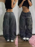 Sales Of New Loose Jeans Embroidered Hip Hop Casual Jeans High Street Men's High Waist Hip Hop-Outfit