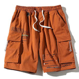 Men Cargo Shorts Summer New Men's High Street Letter Casual Shorts Drawstring Pocket Knee Length Shorts