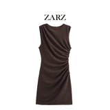 Homemade New Women's Classic Folded Decorative Short Dress