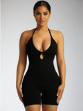 Summer Streetwear Rompers Playsuits Halter Backless Rompers Womens Jumpsuit White One Black Piece Outfits Bodycon