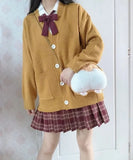 Style V-neck Sweater Knitted Cardigan Spring Autumn Cotton Sweater JK Uniform Multicolor Women's Wear Pull Femme