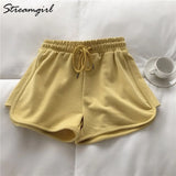 Summer Cotton Casual Shorts For Women Elastic Waist Loose Gray Short Pants Women High Waist Shorts Summer Hot