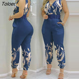 Jumpsuits Elegant 2023 Jumpsuits Sexy V-neck Sleeveless Printed Jumpsuit New Fashion with Belt Vest Playsuit