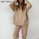 Autumn Winter Thickened Fleece Hooded Sweatshirt Women Loose Solid Warm Hoodies Female Casual Soft Pullovers 2021
