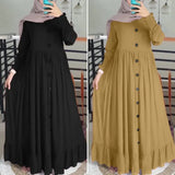 Casual Solid Puff Sleeve Ladies Kaftan Sundress ZANZEA Vintage Chiffon Dress Women 2023 Spring Ruffle Maxi Vestidos 425-1-Outfit