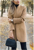 fashion mid-length coat Slim solid color stand-up collar woolen autumn and winter women's