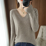 V-neck Sweater Women Autumn Winter Solid Keep Warm Pullovers Fashion Soft Loose Female Jumper Tops Knitted