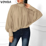 Sexy Women Blouse Long Lantern Sleeve V Neck Shirt Office Ladies Top 2021 Spring Casual Loose Polyester