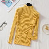 Knitted Sweater Women 2021 Pullover Long Sleeve Office Lady Jumper Sweater Slim Solid Sweaters Casual Tops New