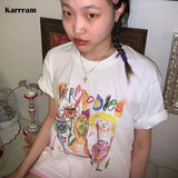 Fairy Grunge Short Sleeve T-shirts Cartoon Graffiti Print Tee Shirts Graphic Korean Fashion Tops Summer Streetwear