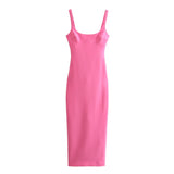 New Spring Style Solid Color Medium And Long Version Suspender Dress 2289777-Outfit