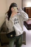Sense Head Hooded Hoodie Women's Autumn And Winter New Korean Casual Loose Letter Printed Blouse-Outfit