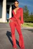 V-Neck Formal Jumpsuit with