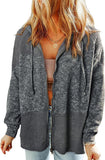 Color Hooded Jacket Woman Autumn New Retro Water Wash Long-Sleeved Topess