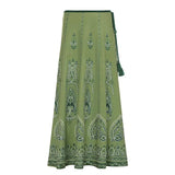 Niche Retro Print Bumps National Wind Low-Waist Tie With Large Swings Thin Half-Body Skirts 2025 New