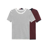 Spring New Soft Short Sleeve Striped Knitted T-Shirt T-Shirt Bottom