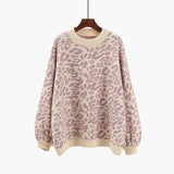 Autumn Winter New Long Sleeve Turtleneck Leopard Print Blouse Korean StyleTop Pullover Pulls Thick Knitted Women