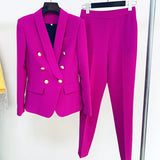 Professional Fashion Double-Dancing Green Fruit Collar Suit + Nine-Point Trousers Set Two
