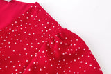 Women's V-Neck Red-Red Floral Short-Sleeved Dress