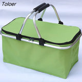 Folding Picnic Camping Lunch Bags Insulated Cooler Bag Cool Hamper Storage Basket Bag Box Outdoor Portable Picnic