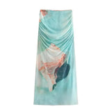Summer New Women's Printed Silk Net Jumpsuit + High-Waisted Jersey Net Half-Length Skirt Suit-Outfit