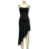 2025 New Sexy Hanging Neck Back Cross-Tie Wearing Irregular Lotus Leaf Dress Dress