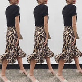 Women Skirt Hot Fashion Women Leopard Print High Waist Skirt Ladies Evening Party Mini Skirts Lace Up Ruffles Pencil