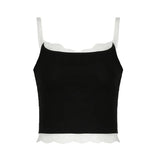 Lace Lace Fashion Design Sense With A Small Sling Top Girl 2024 Hot Girls Sexy Knitted Vest-Outfit
