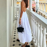 New Women's Temperament Sexy Bare Back Sleeveless Solid Color V Tie Sling Skirt