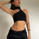 Satin Slit Co-Ord Sets Sexy Halter Top and Skirt Two Pieces Set for Women Fashion Outfits Elegant Matching