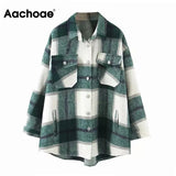 Women Casual Plaid Coat Women Batwing Long Sleeve Loose Pocket Jacket Turn Down Collar Lady Tops Outerwear Spring