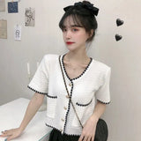 Fragrant Short Coat Women's Summer Knitted Knitted Knitted Temperament Korean Version Of The New Fashion Short-Sleeved