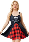 Strap Skulls Print Plus Size One Piece