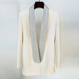 New Star Fashion INS Personality Exposed Hot Diamond Green Fruit Collar Long Blazer