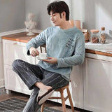 Winter Pajamas Thicken Warm Soft Flannel Pajamas Man Long-sleeved Sleepwear Couple Homme Nightwear