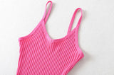 And Winter New Rib Flute Dress Elastic Tight Suspender Dress Knitted Dress-Outfit