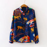 Women's Blouses ladies shirts horse printing Tops Spring Autumn long sleeve Casual shirts Blusas