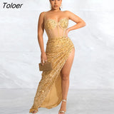 Sling Strap Sequin Sheer Mesh Patchwork Long Skinny Dress Sexy Split Party Dresses Vintage Vestidos Birthday Dress