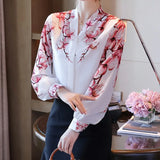 elegant Women Blouses flower shirts chiffon blouse 2020 Spring Blouse lantern sleeve Tops Shirts Blusas