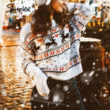 O-neck Fashion Christmas sweaters women long sleeve Autumn winter deer print knitted female pullover Chic ladies