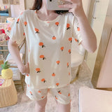 Fashion Silk Pajamas Sets for Women 100% Cotton PJS Satin Soft Sleepwear Atoff Home Kawaii Lounge