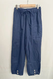 Loose High Waist Button Linen Trousers