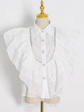 Casual Shirt For Women Lapel Sleeveless Solid Patchwork Ruffle Trim Blouses Female Summer Clothing Style New