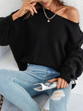 Oversized Sweaters For Women 2022 Autumn Loose O Neck Knit Sweater With Split Pull Knitted Pullover Women Oversize