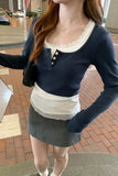 Lace Lace Long-Sleeved T-Shirt Women's Early Spring New Style Slim And Slim Fake Two Inner Jackets-Outfit