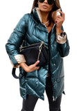 Winter Jacket Women Solid Color Casuald Outerwear Women's Casual Loose Parkas Coat Cotton Padded Quilted Stand Collar