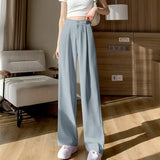 Toloer Leg Pants Women's Pants Down Loose High Waist Yellow Trousers Spring And Autumn Suit Narrow Version Straight Tube Casual Floor Trousers-Outfit