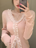 Elegant Blouse Women Casual Knitted Sweater Female Long Sleeve Y2k Crop Tops Korean Fashion 2022 Autumn Outwear